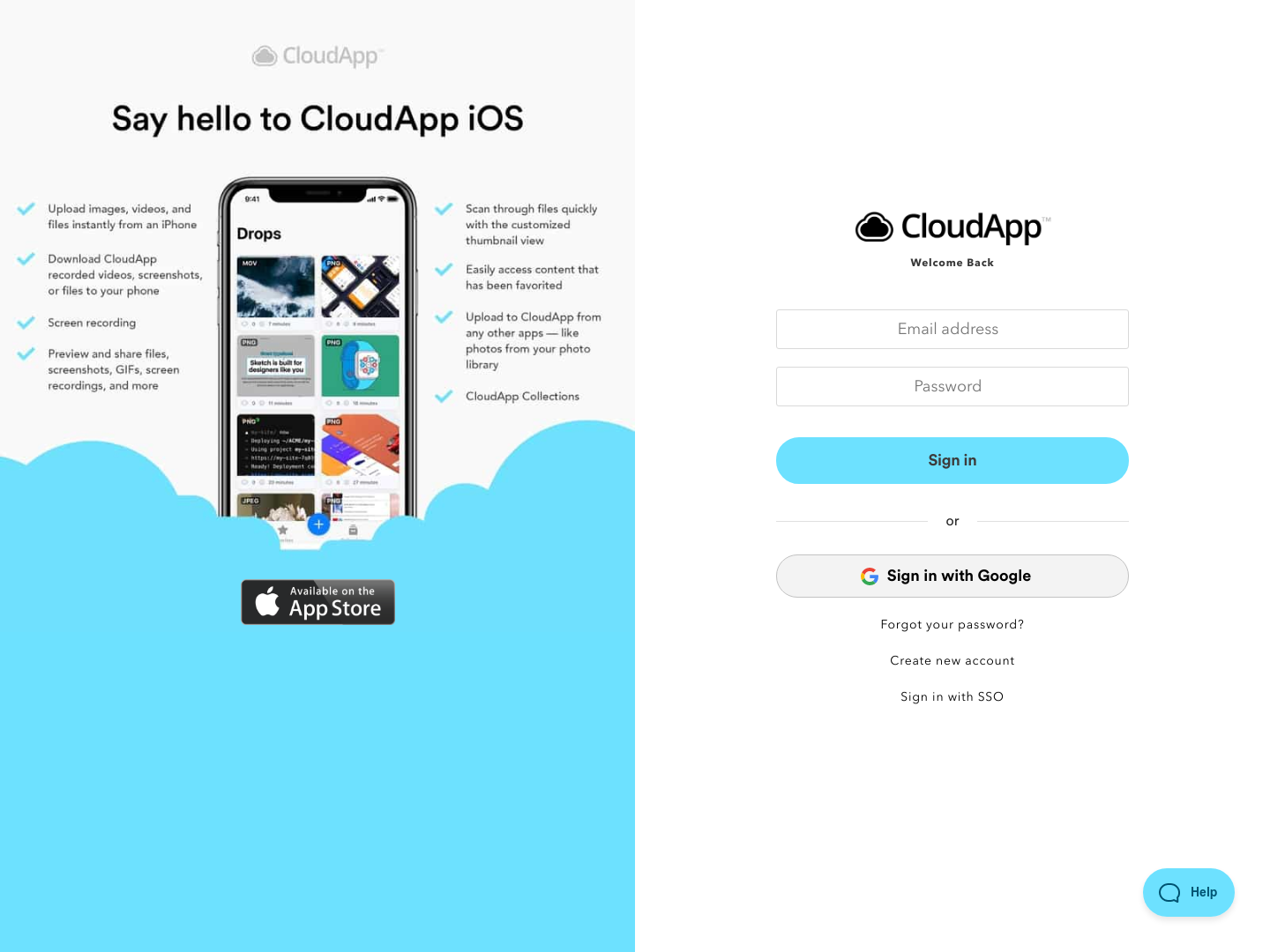 Getcloudapp Login screenshot