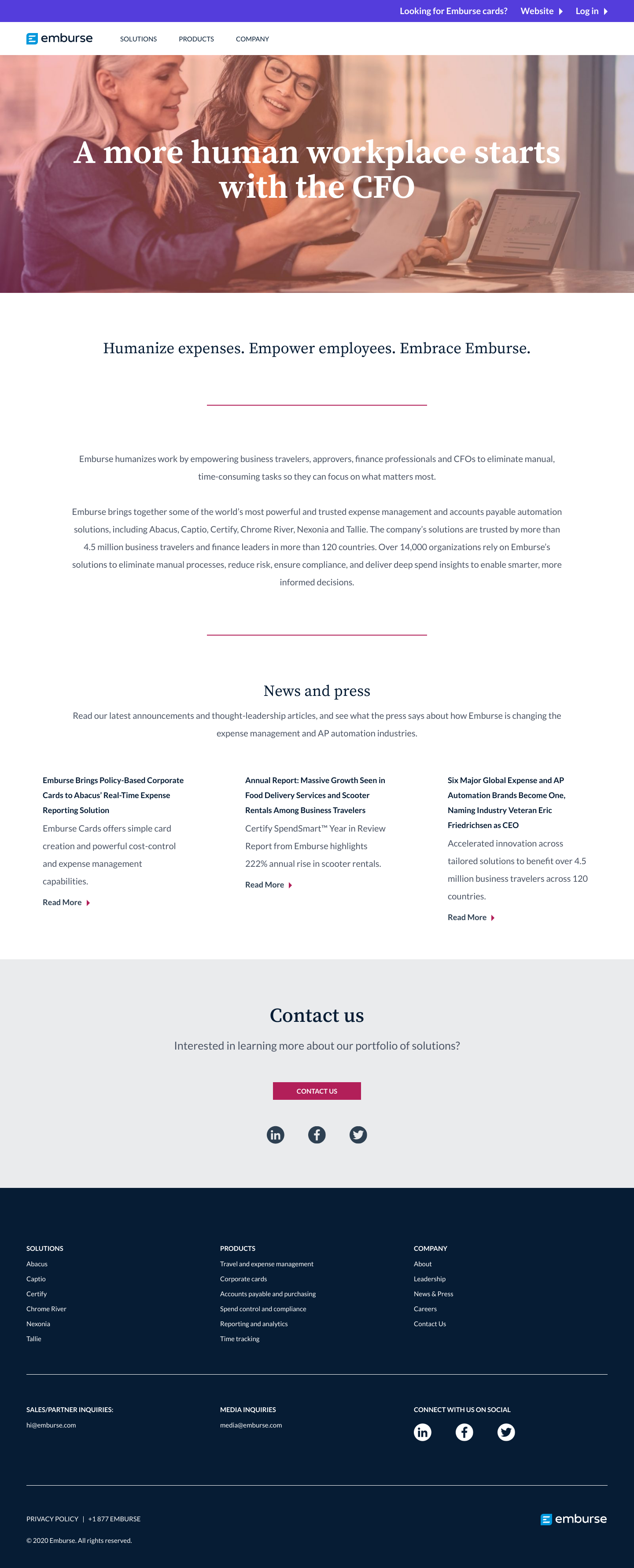 Emburse Landing Page screenshot