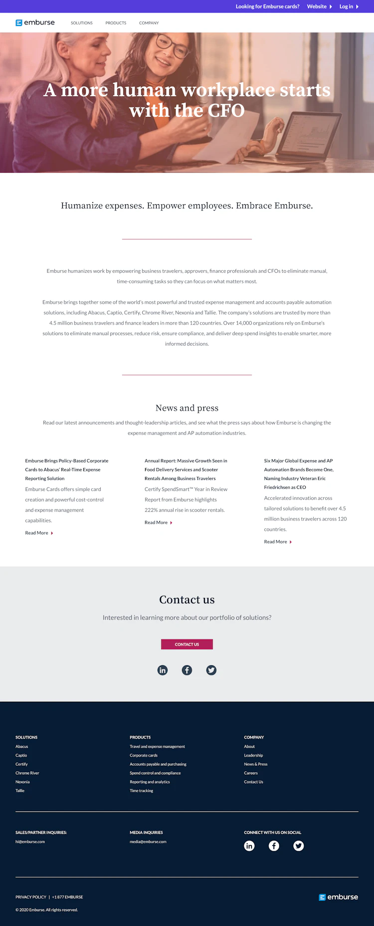 Emburse Landing Page screenshot