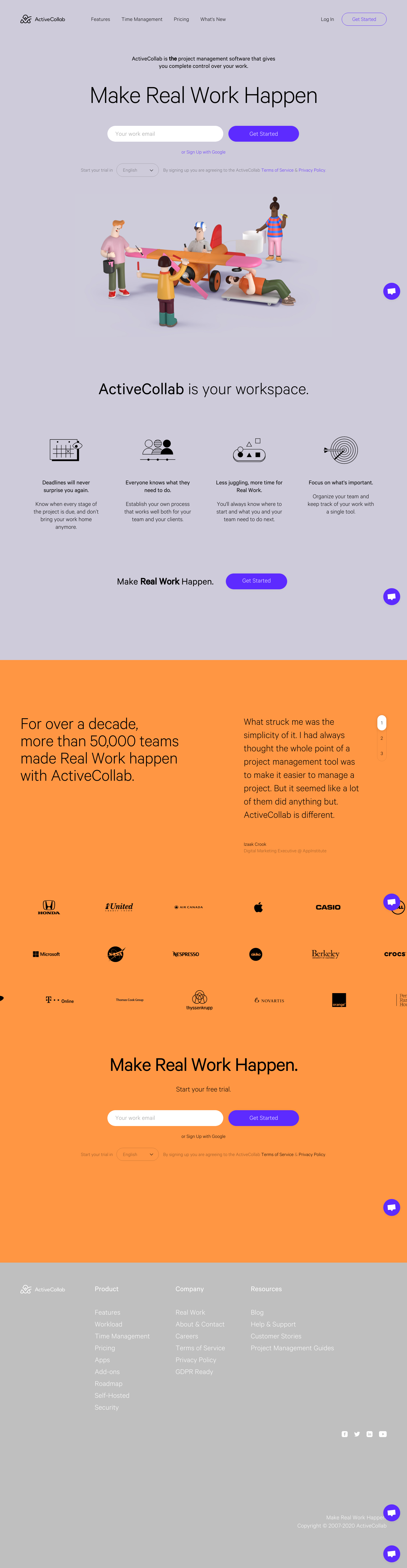 Activecollab Landing Page screenshot