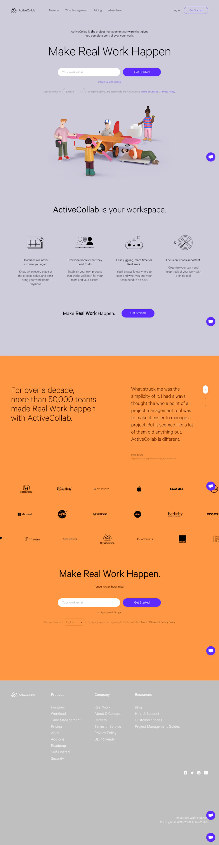 Activecollab Landing Page screenshot