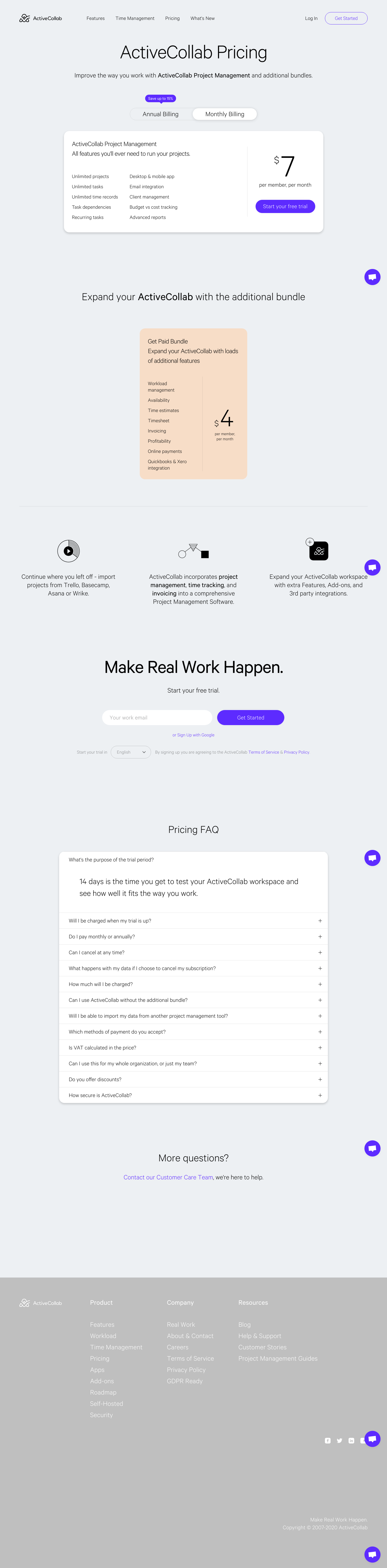 Activecollab Pricing screenshot