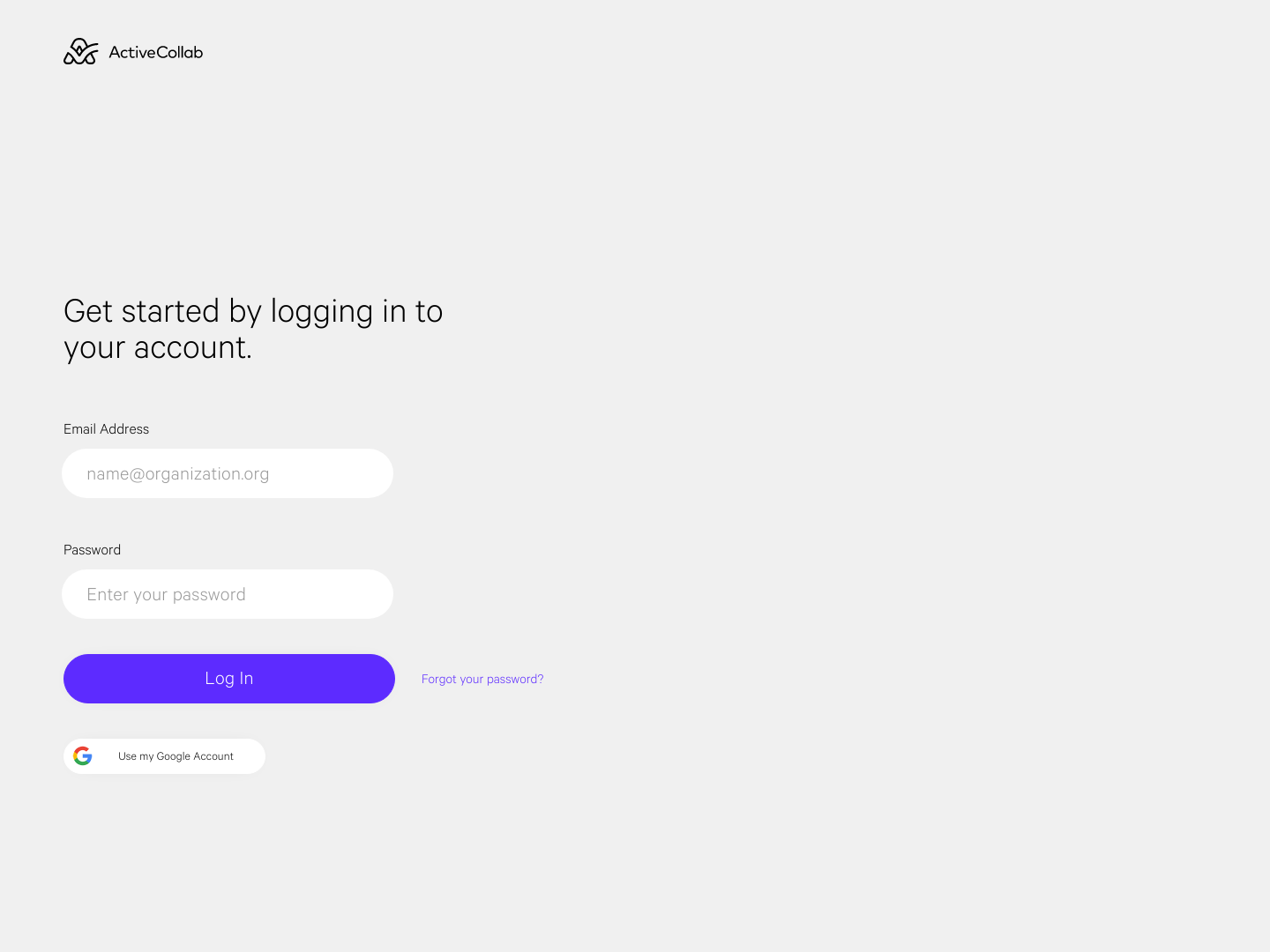 Activecollab Login screenshot