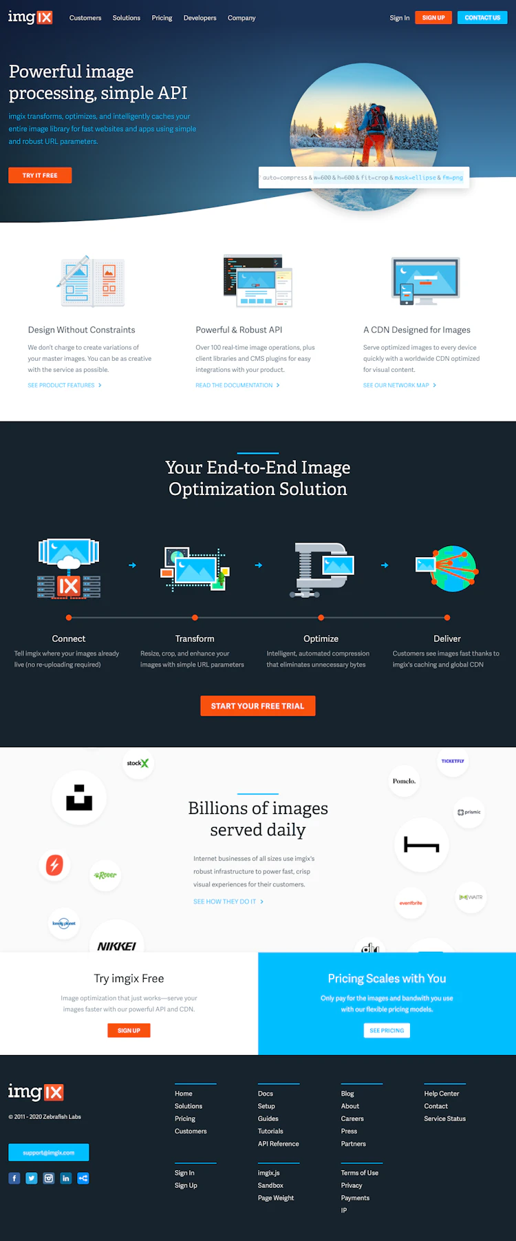 Imgix Landing Page screenshot