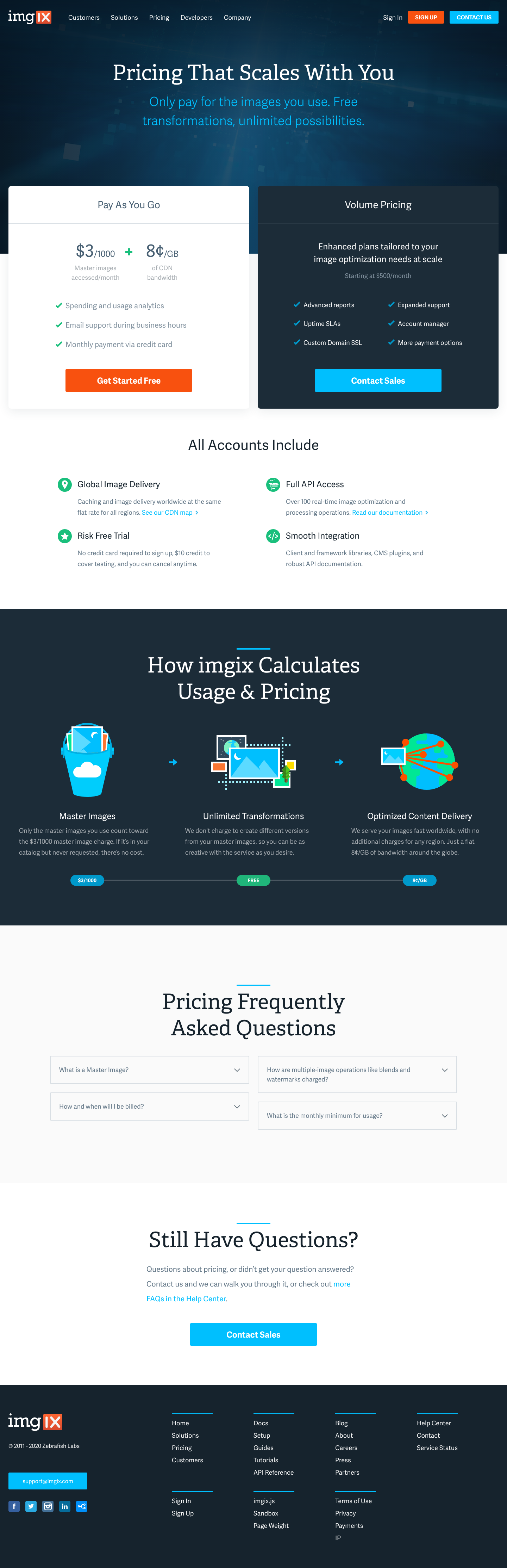 Imgix Pricing screenshot