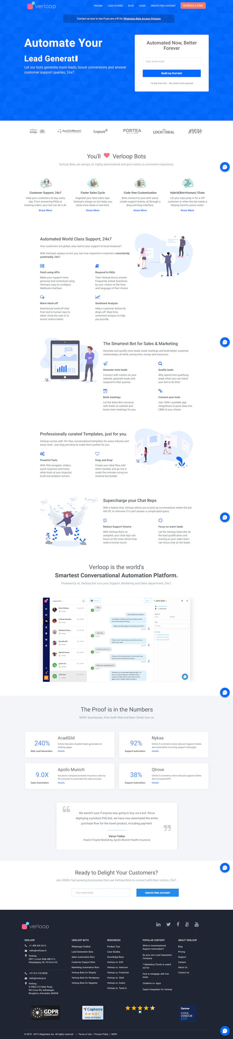 Verloop Landing Page screenshot