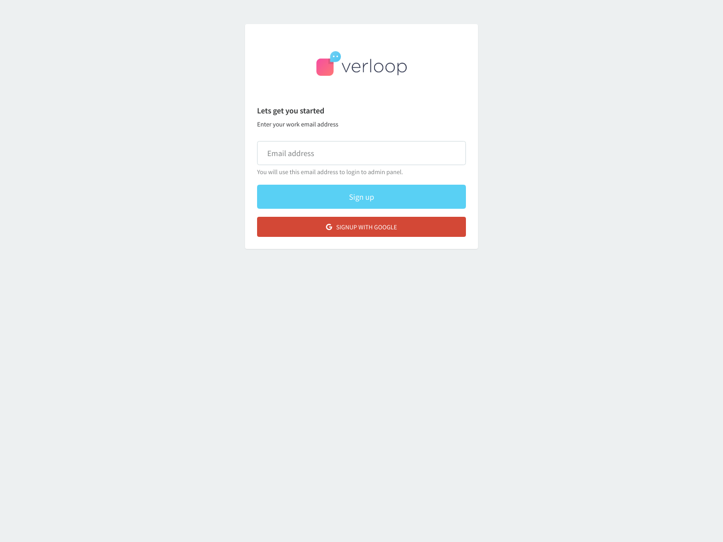 Verloop Signup screenshot