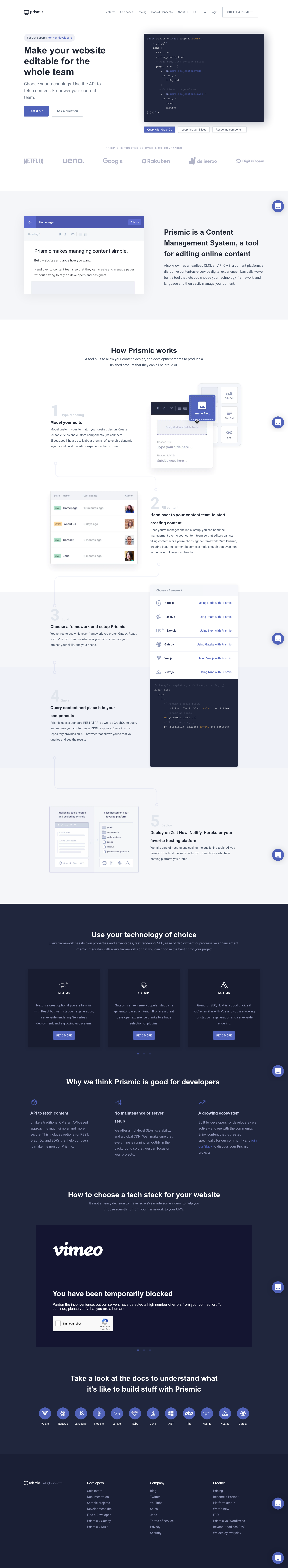 Prismic Landing Page screenshot