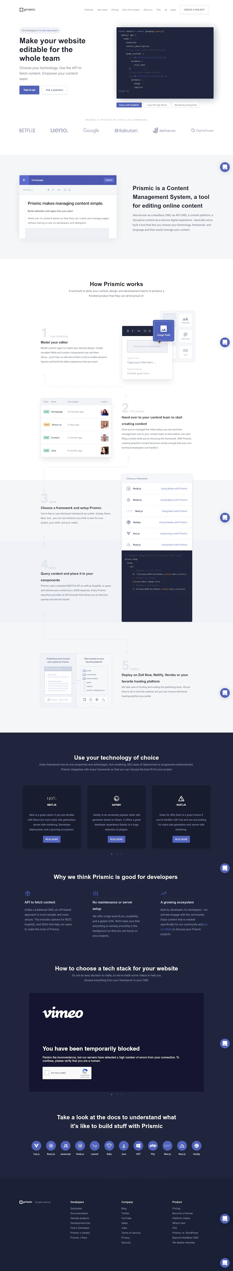 Prismic Landing Page screenshot