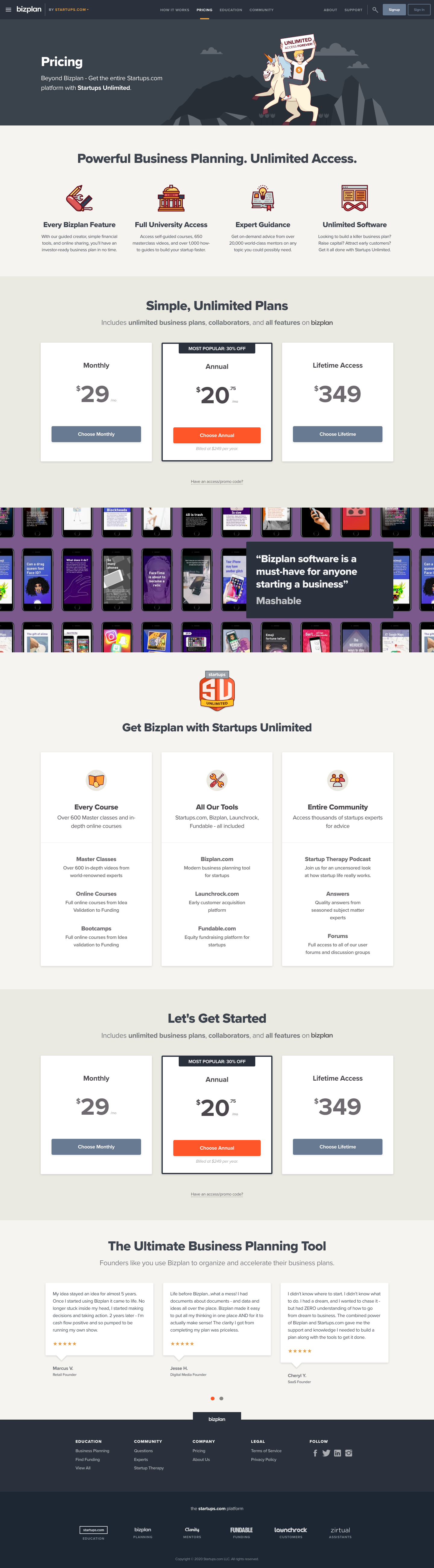 Bizplan Pricing screenshot