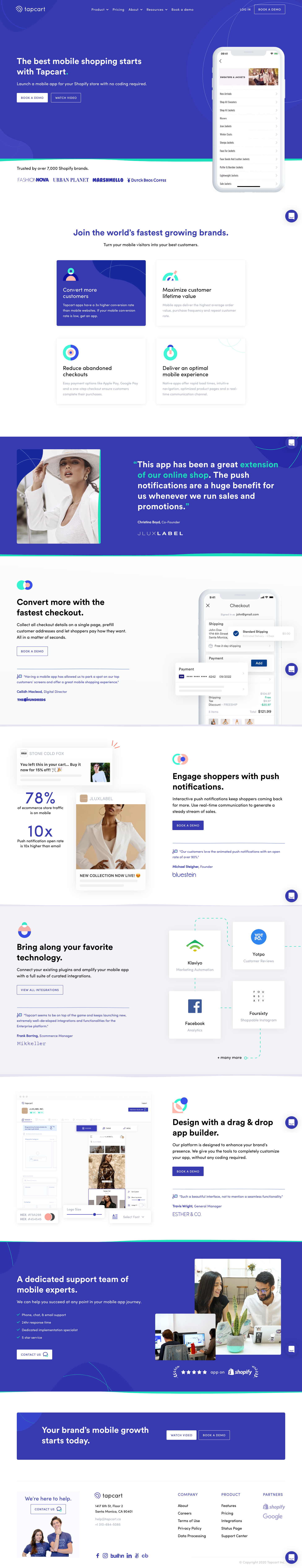 Tapcart Landing Page screenshot