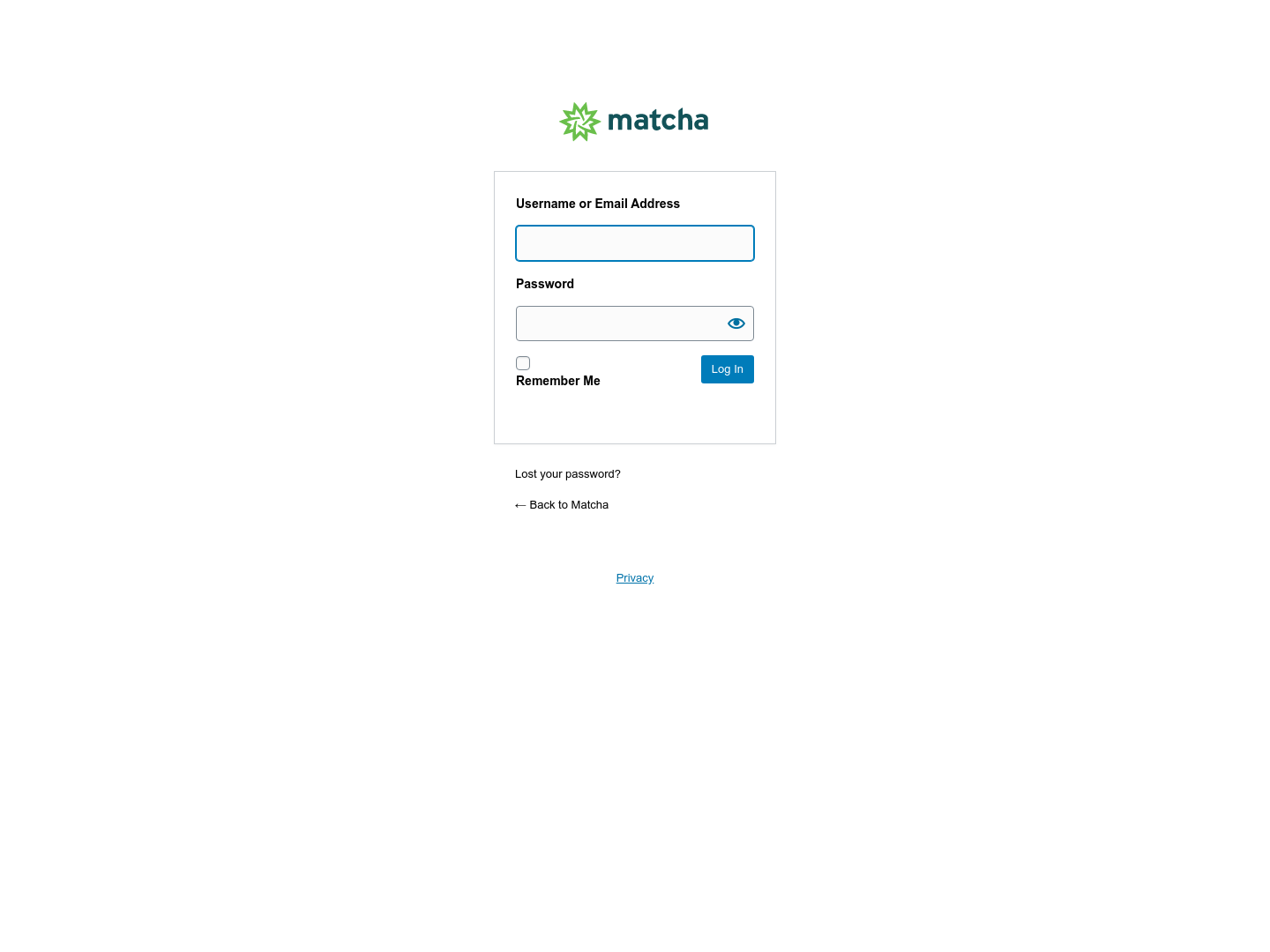 Matcha Login screenshot