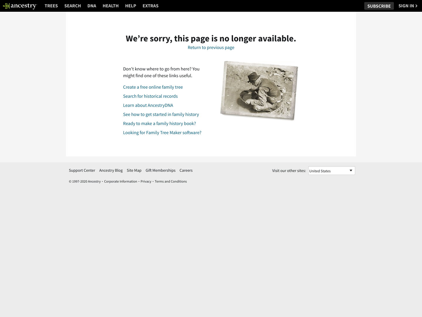 Ancestry Notfound screenshot