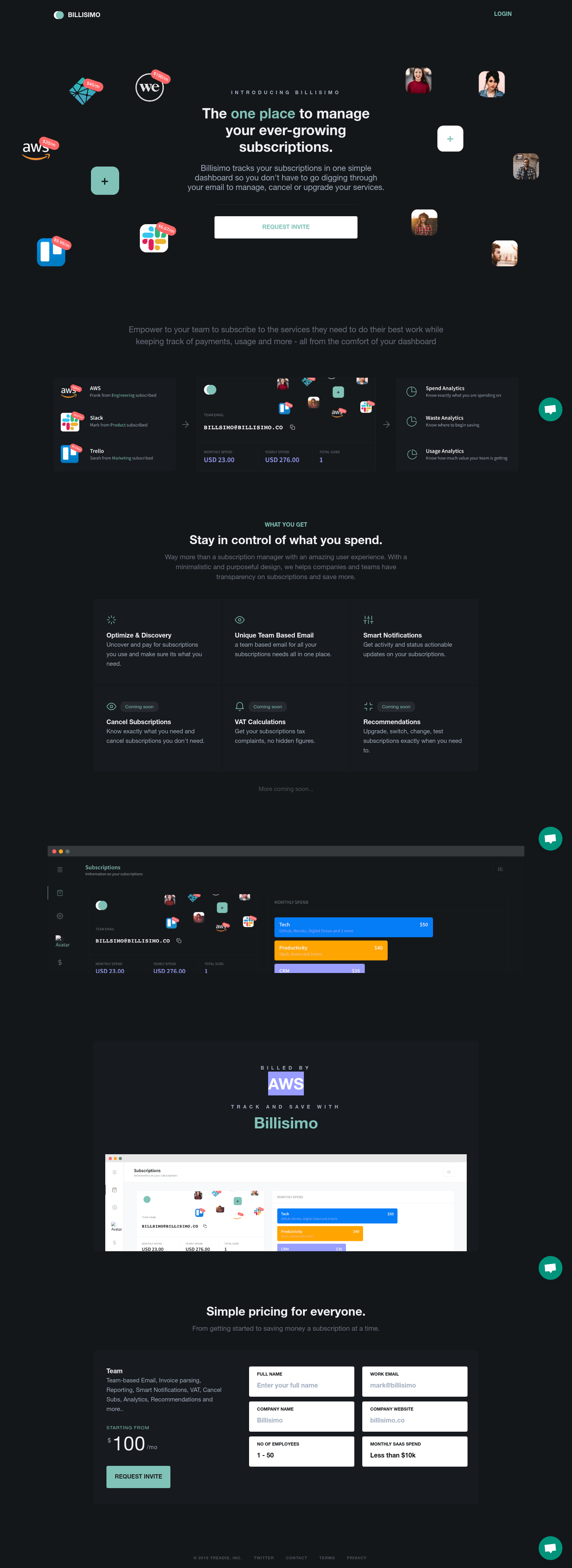Billisimo Landing Page screenshot