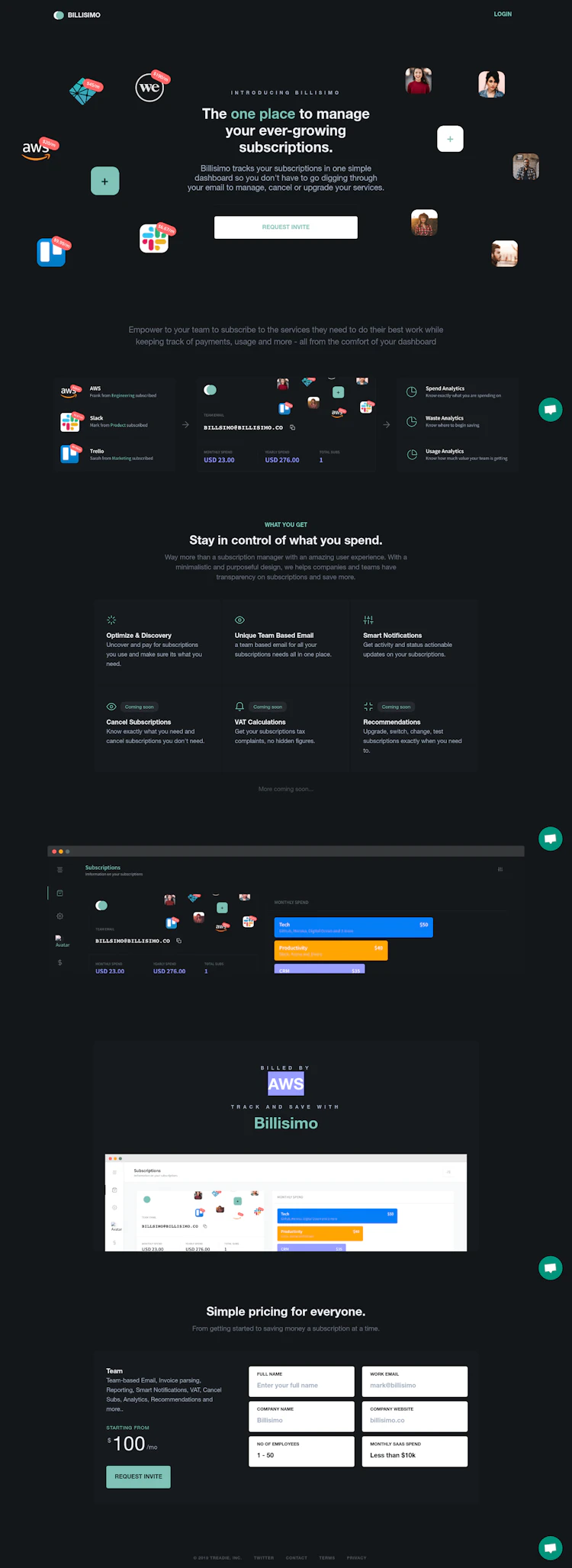 Billisimo Landing Page screenshot