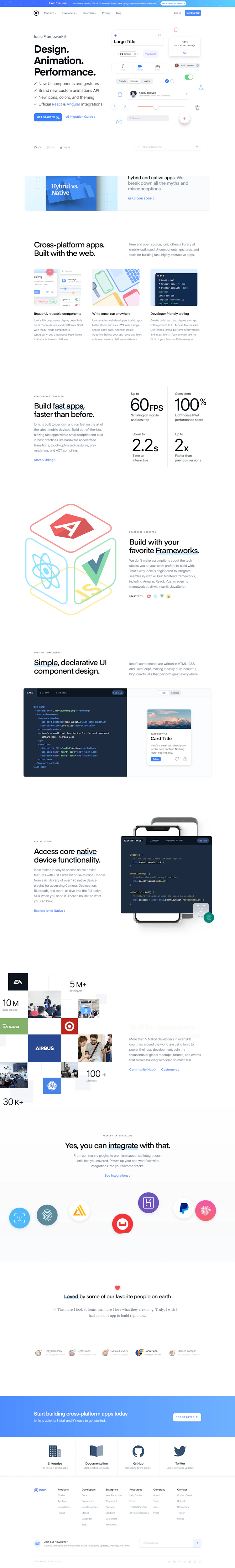 Ionic Landing Page screenshot