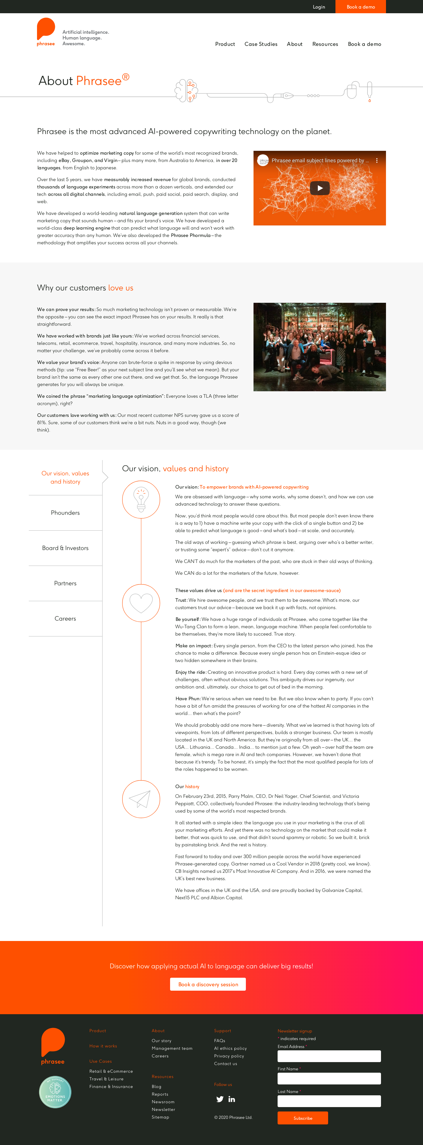 Phrasee About screenshot