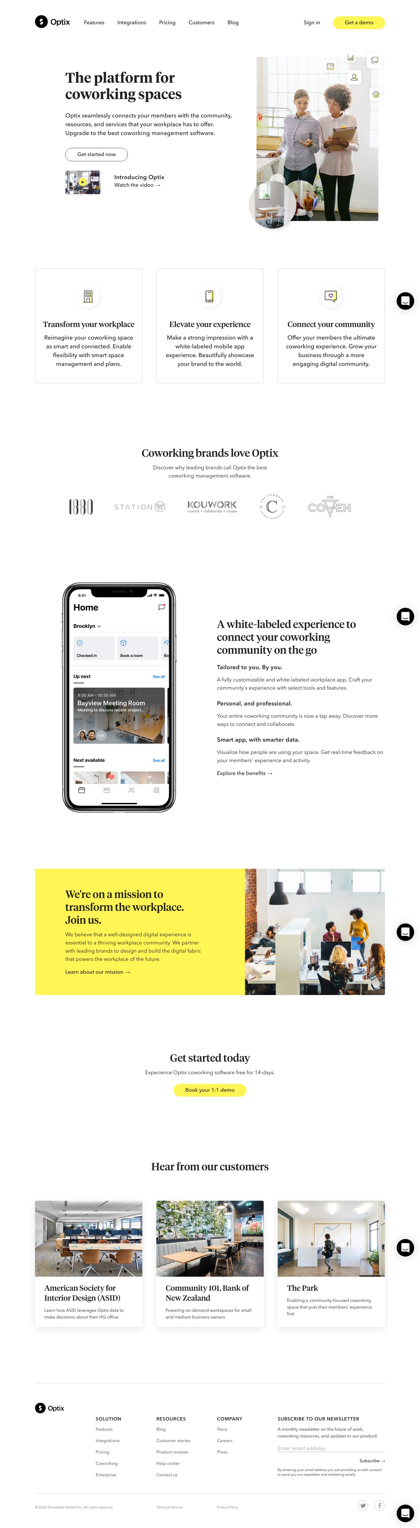 Optixapp Landing Page screenshot