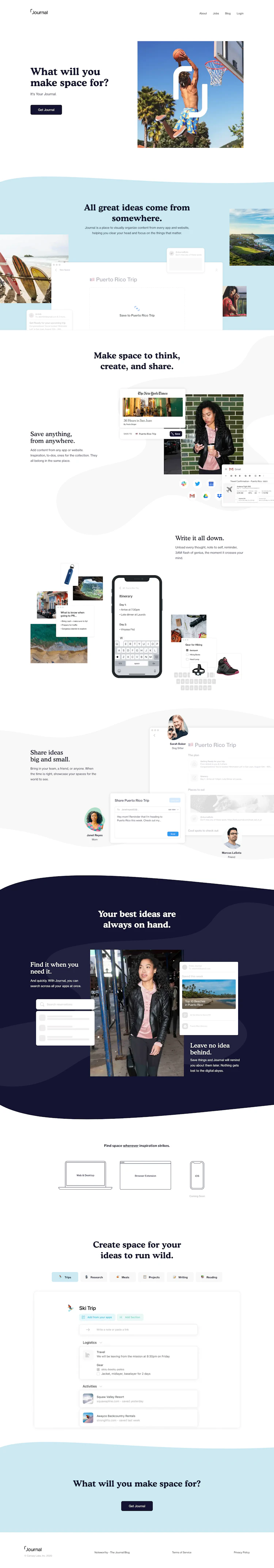 UseJournal Landing Page screenshot