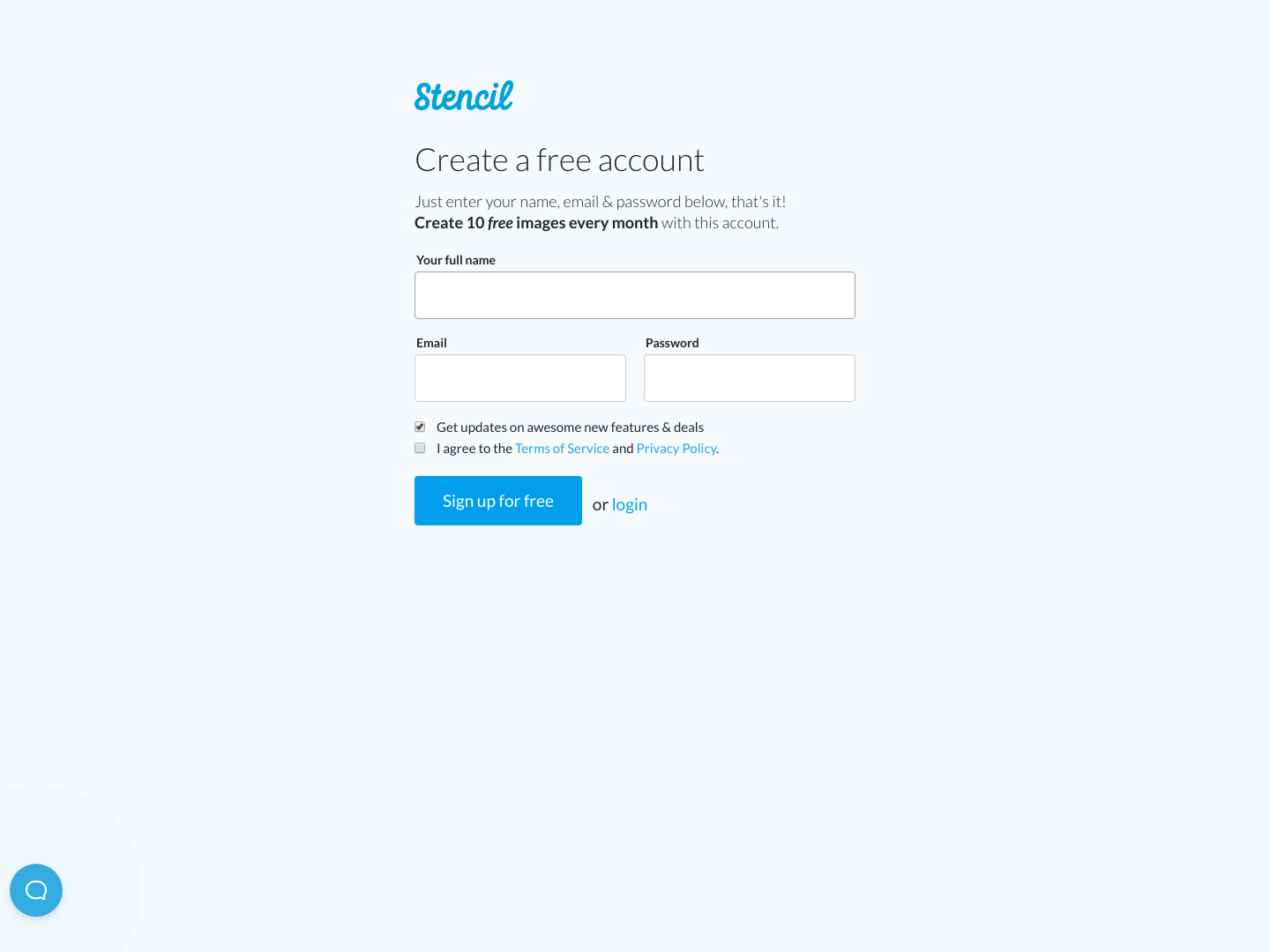Stencil Signup screenshot