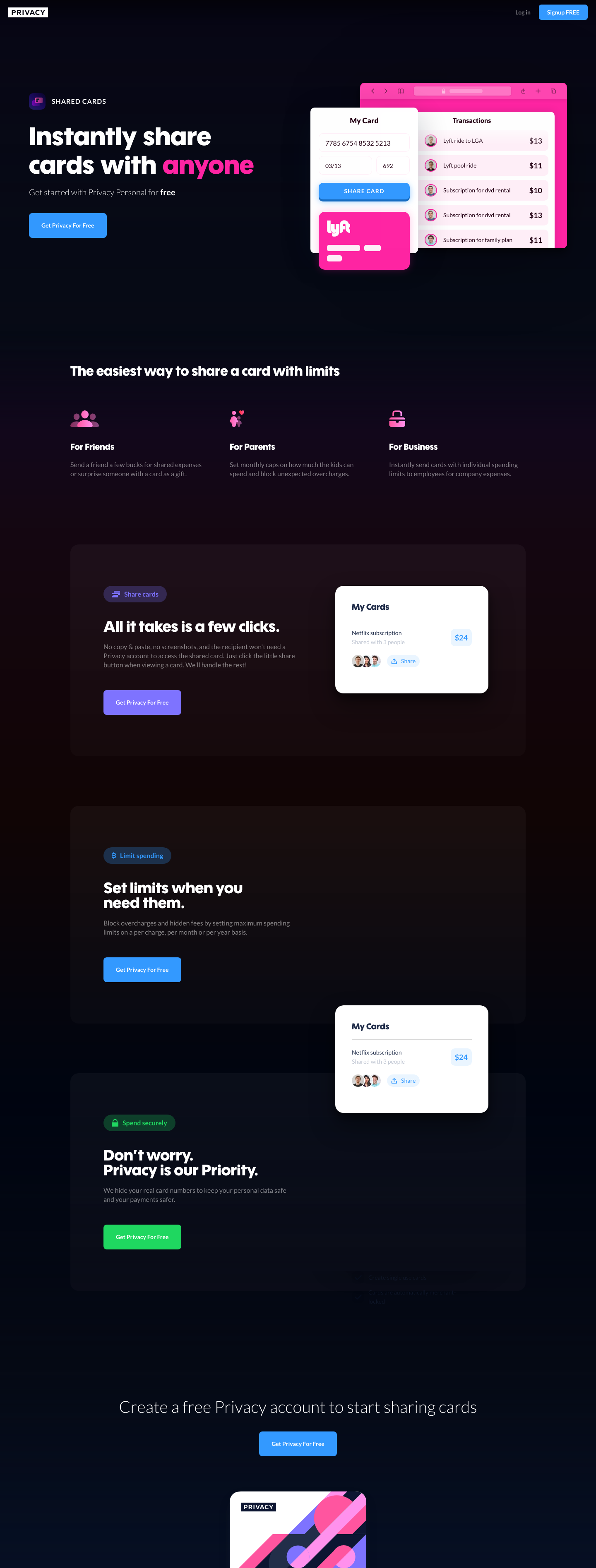 Privacy Landing Page screenshot