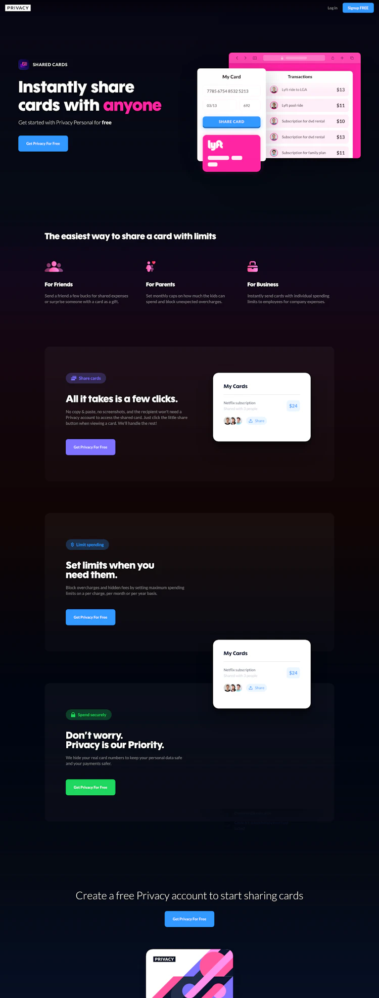 Privacy Landing Page screenshot