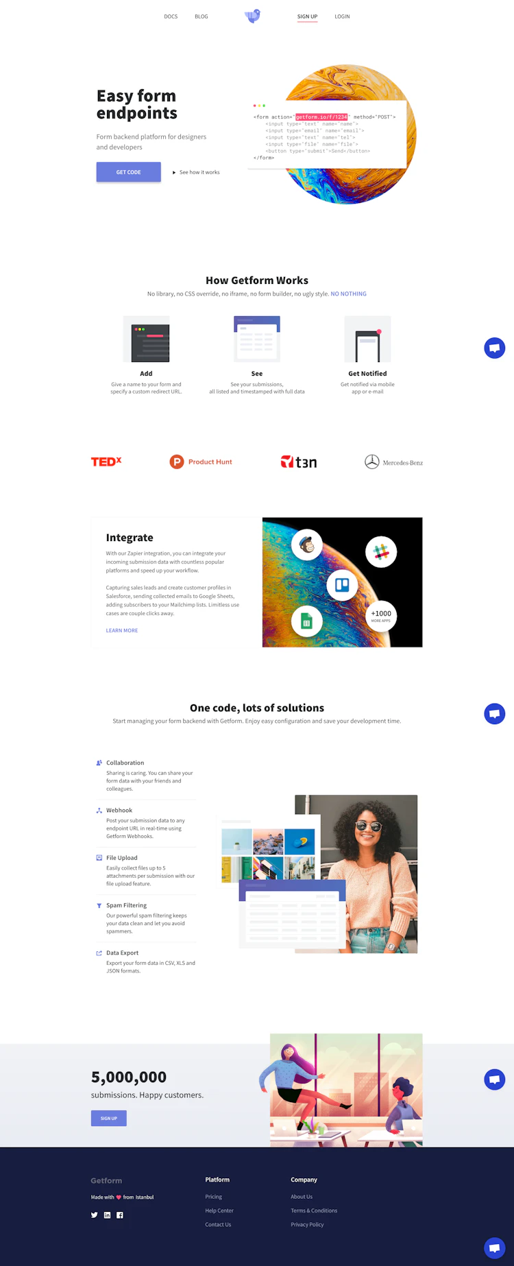 Getform Landing Page screenshot