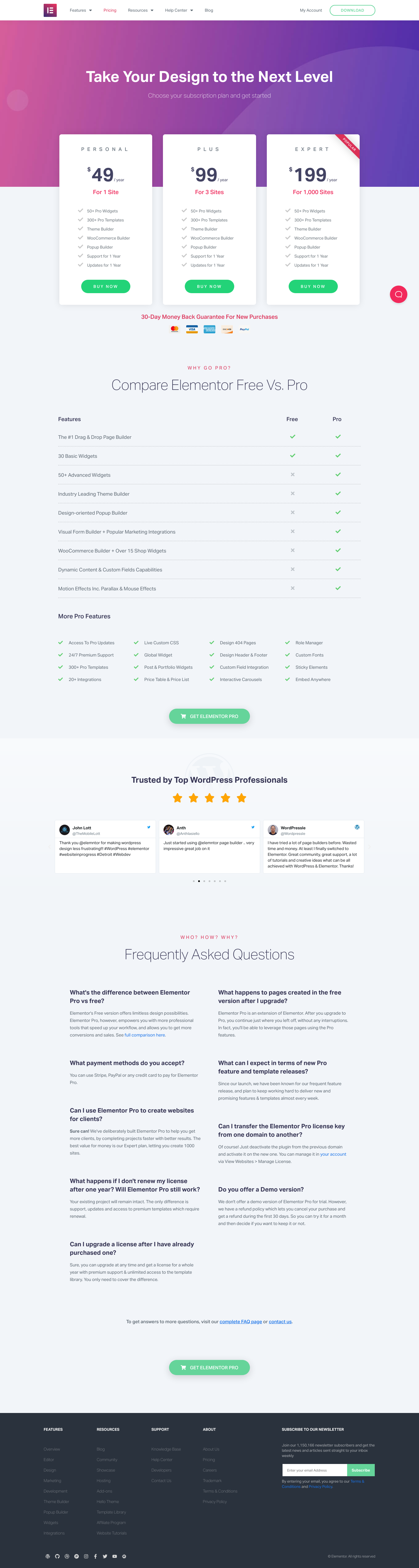 Elementor Pricing screenshot