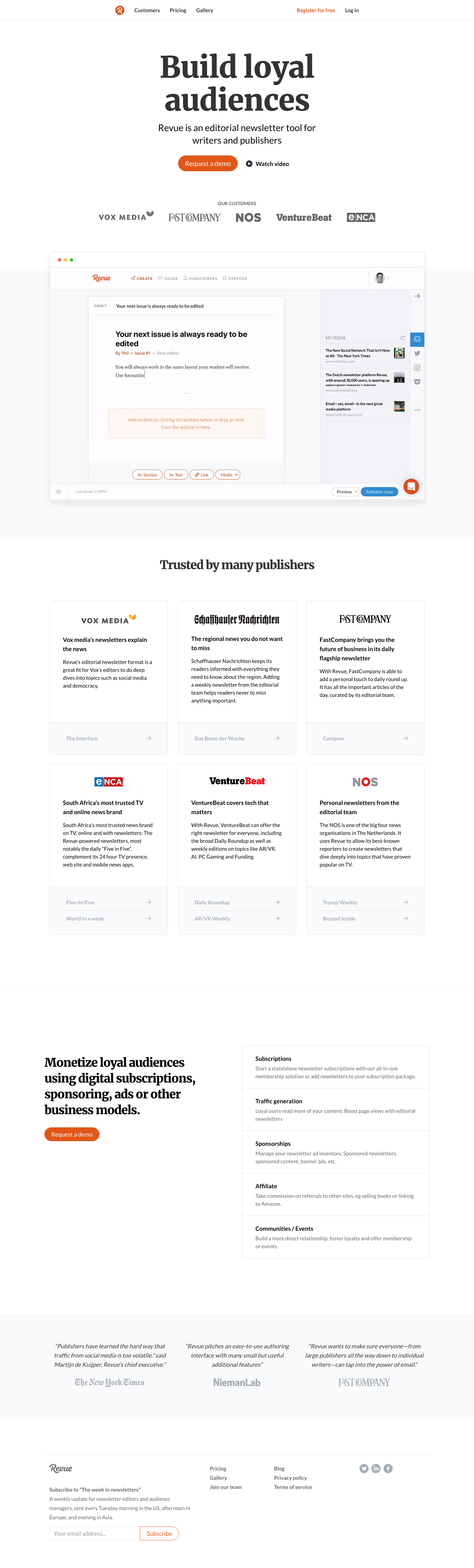 Revue Landing Page screenshot