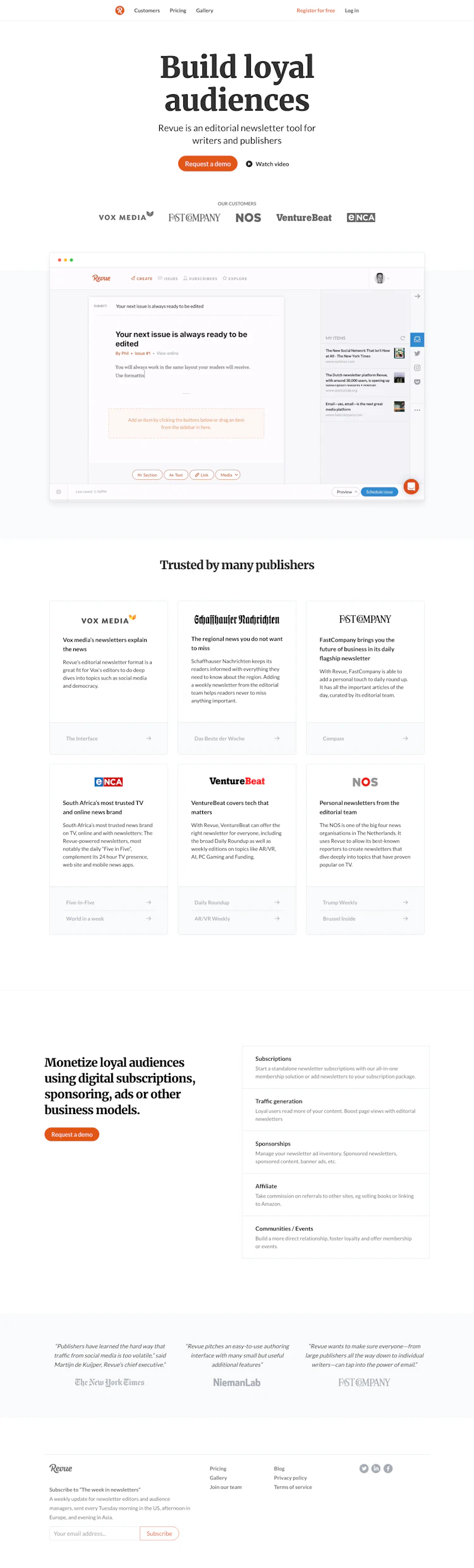 Revue Landing Page screenshot