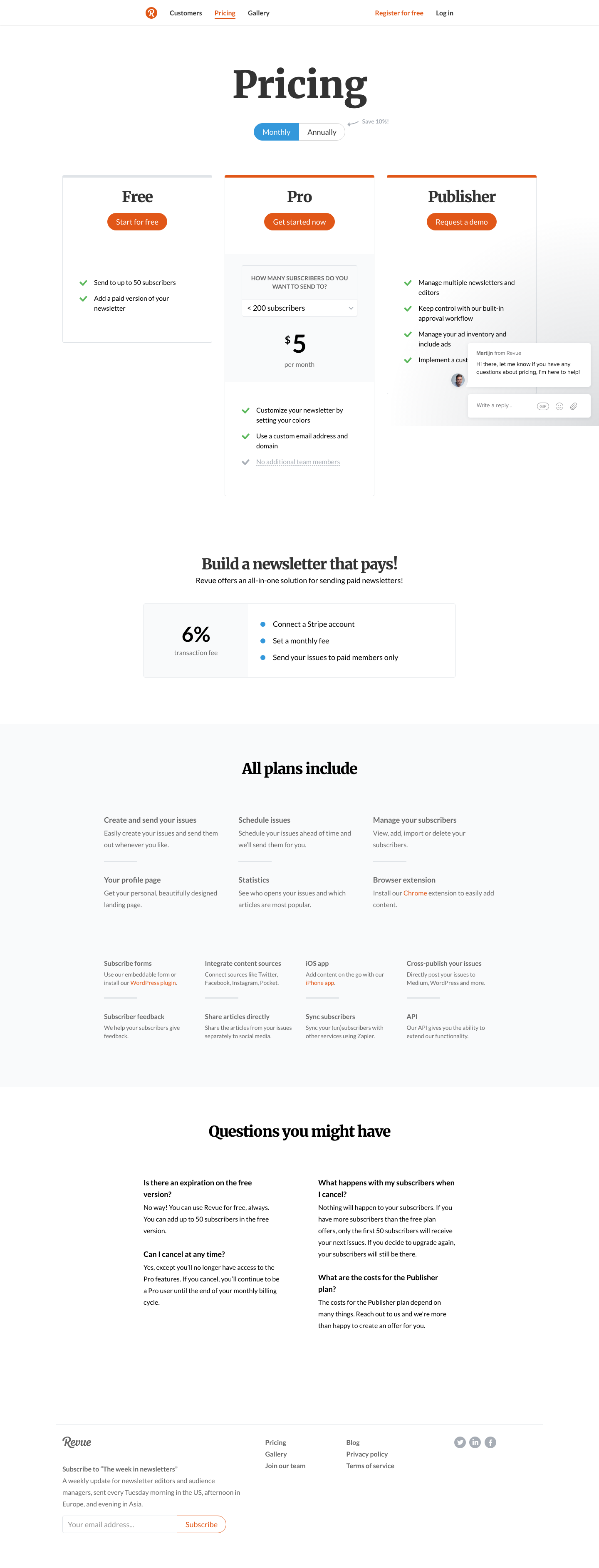 Revue Pricing screenshot