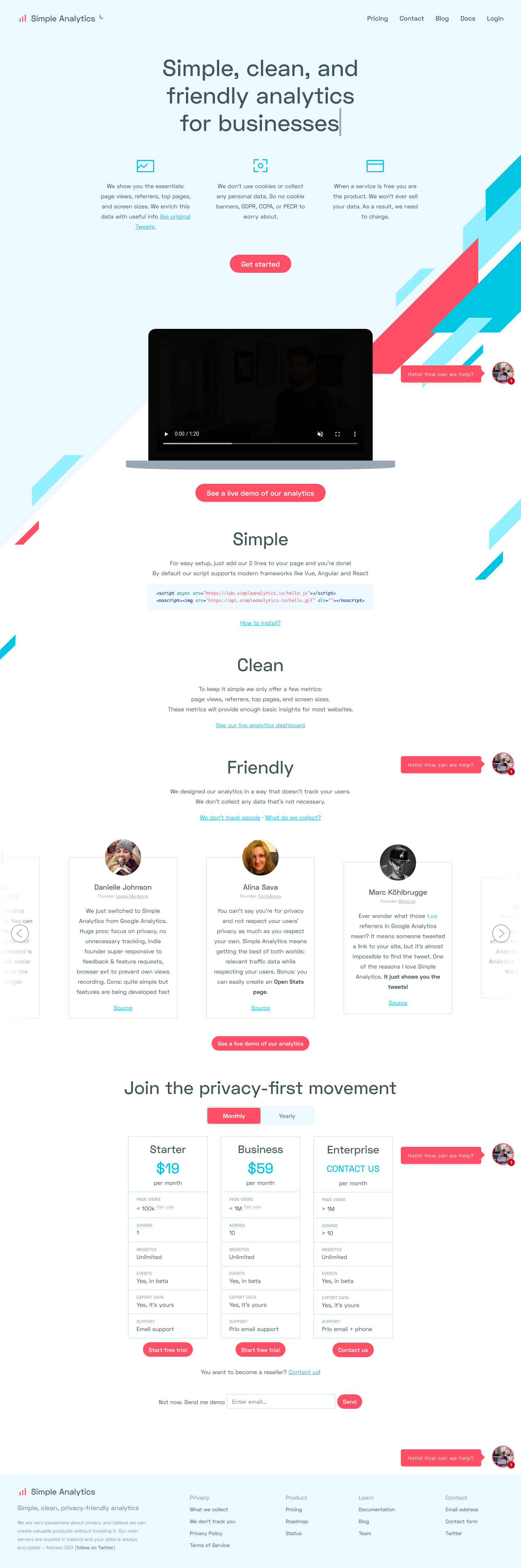 Simpleanalytics Landing Page screenshot