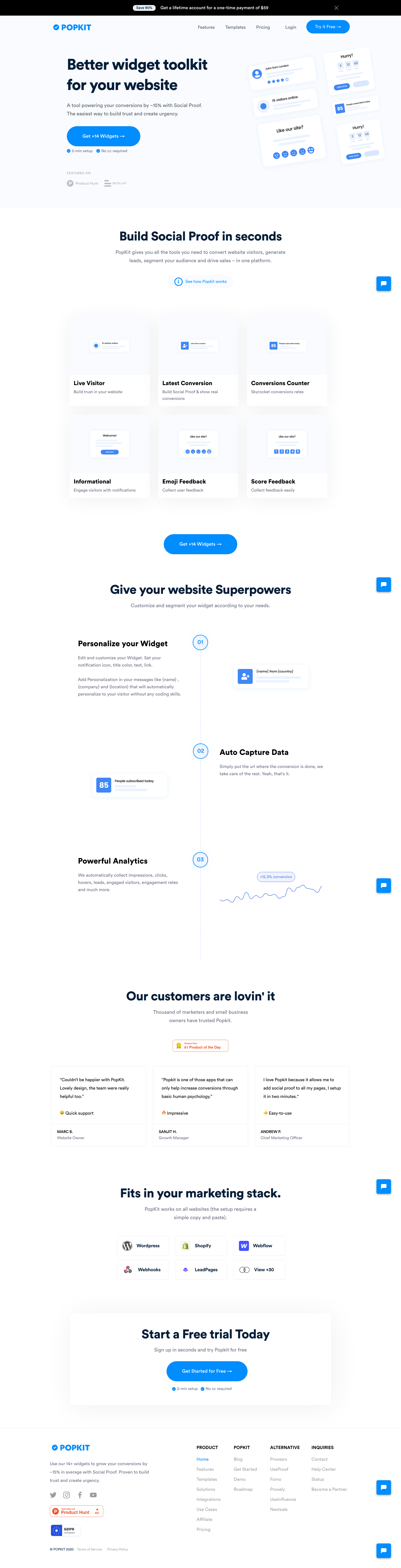 Popkit Landing Page screenshot