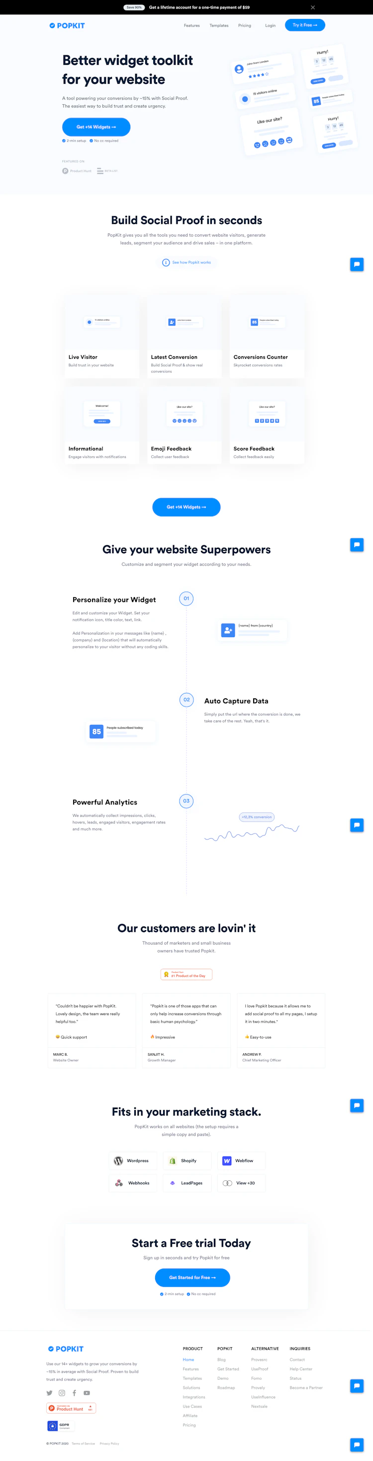 Popkit Landing Page screenshot