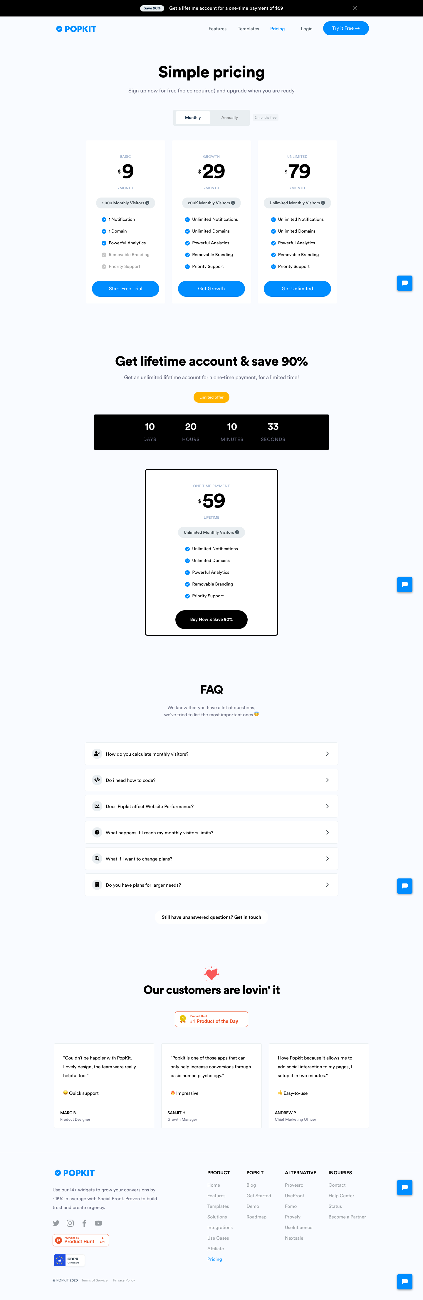 Popkit Pricing screenshot