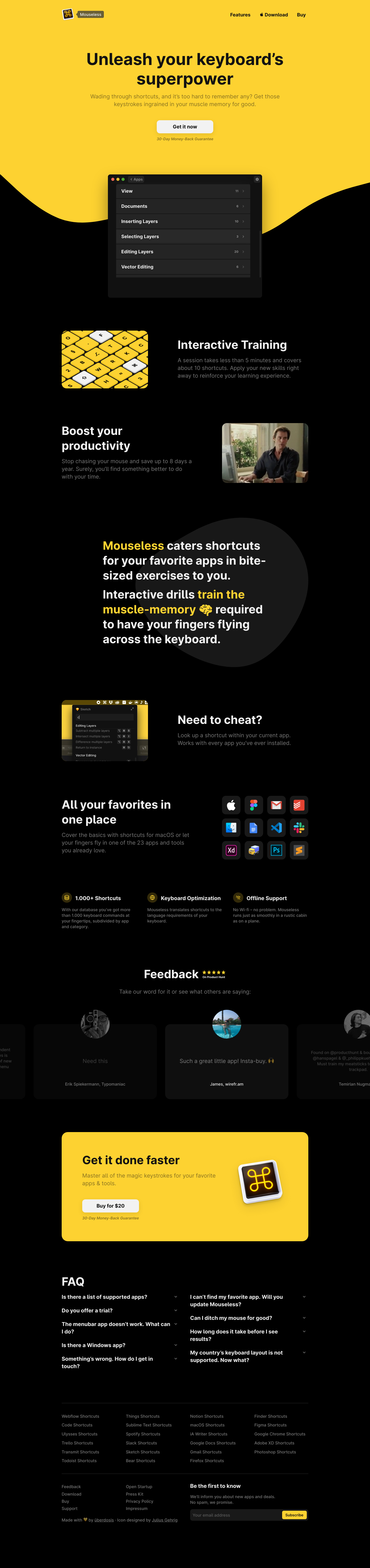 Mouseless Landing Page screenshot