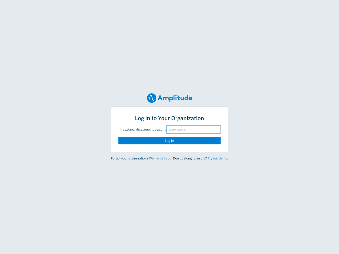 Amplitude Login screenshot