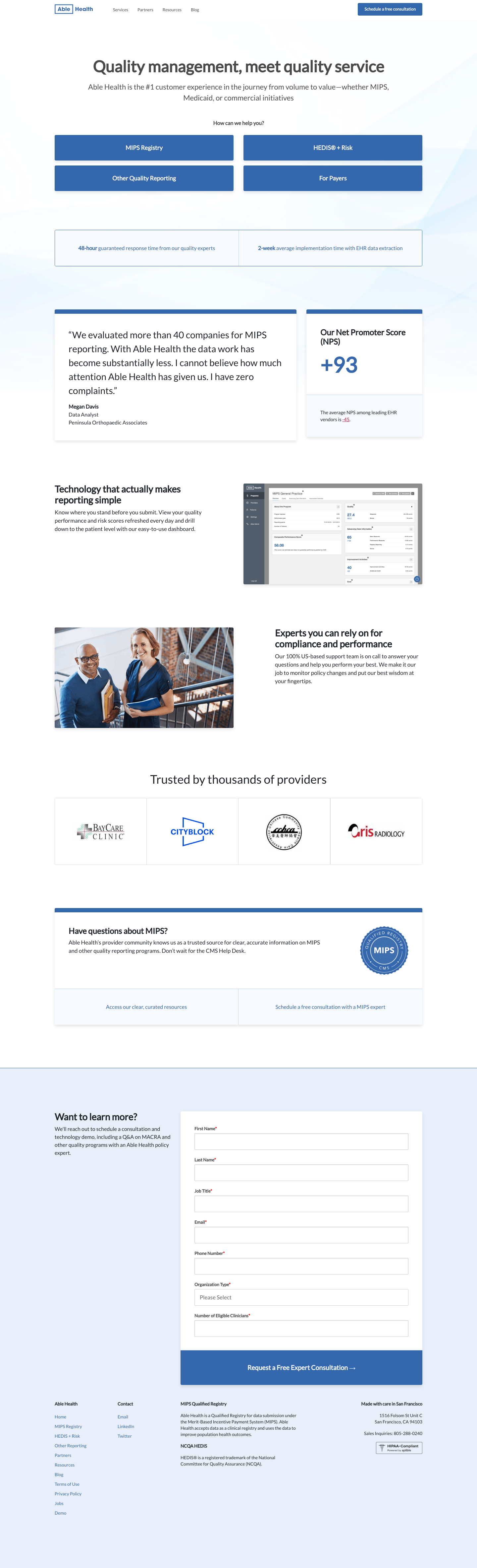 Ablehealth Landing Page screenshot