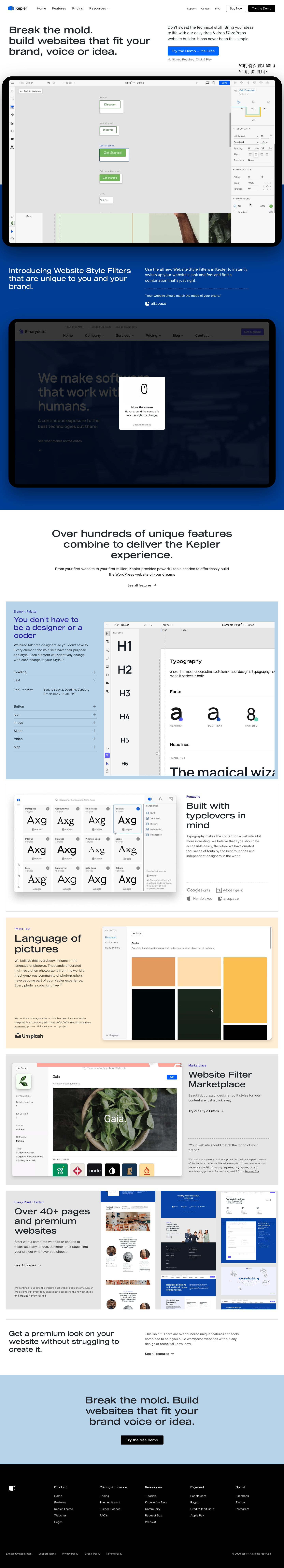 Kepler Landing Page screenshot