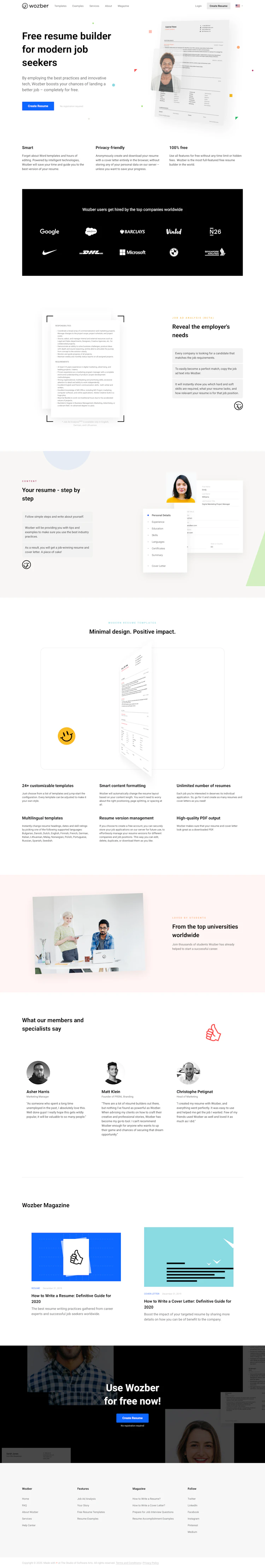 Wozber Landing Page screenshot