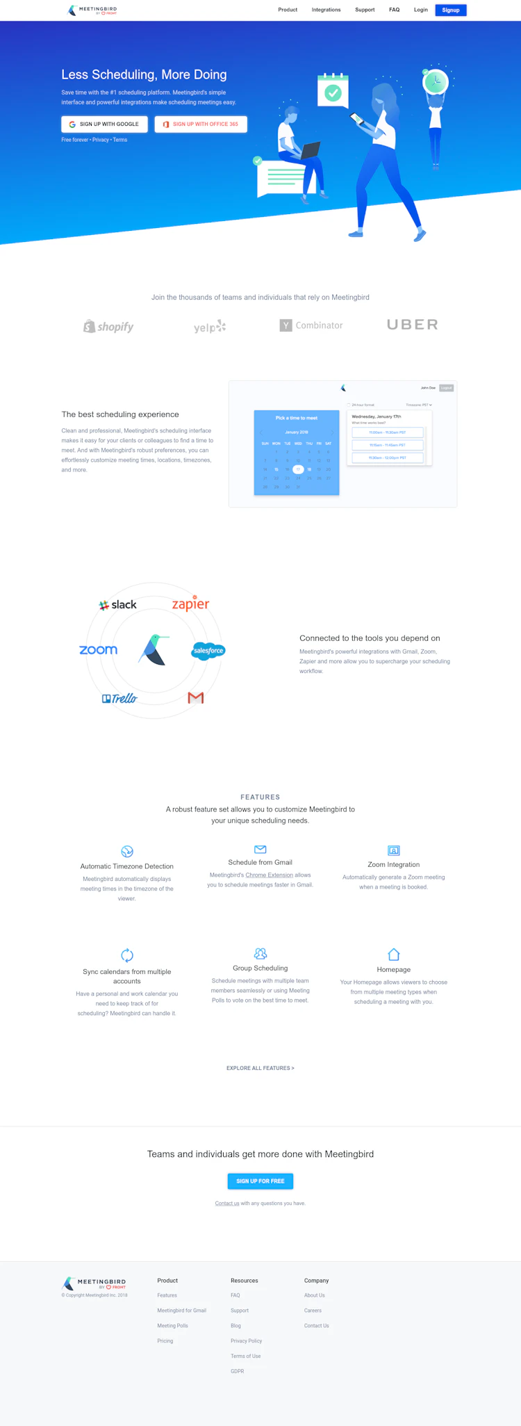 Meetingbird Landing Page screenshot