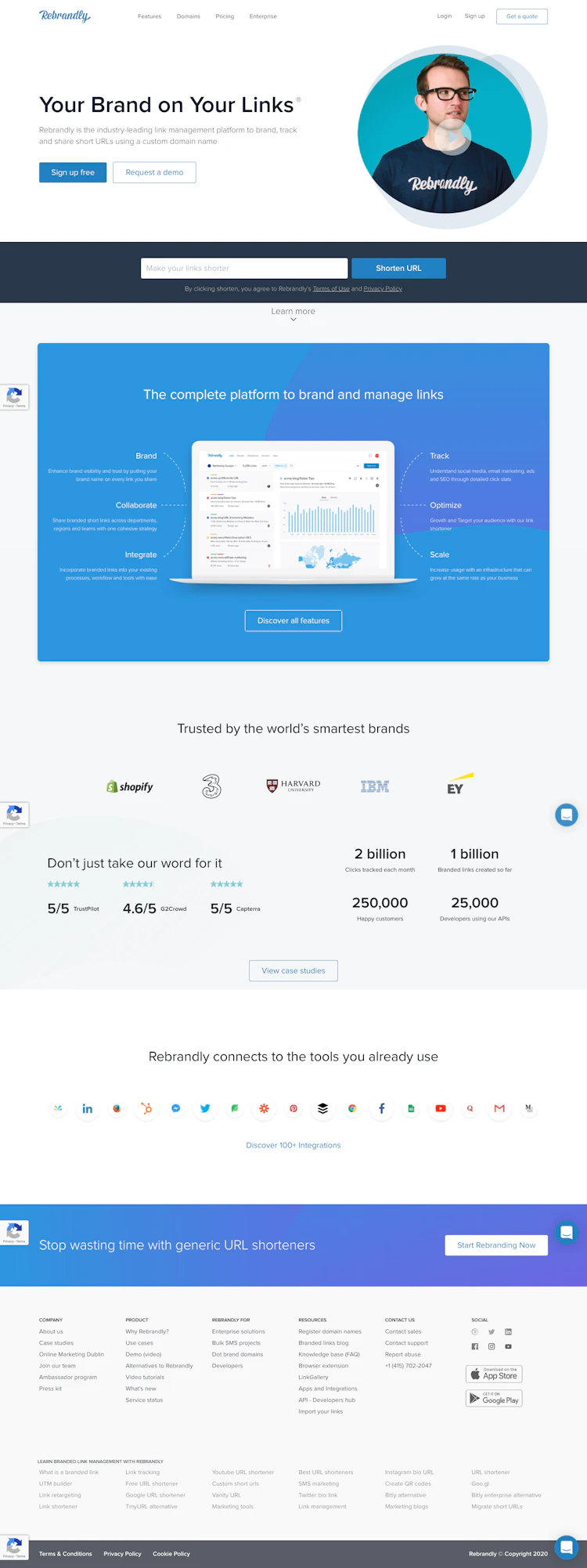 Rebrandly Landing Page screenshot
