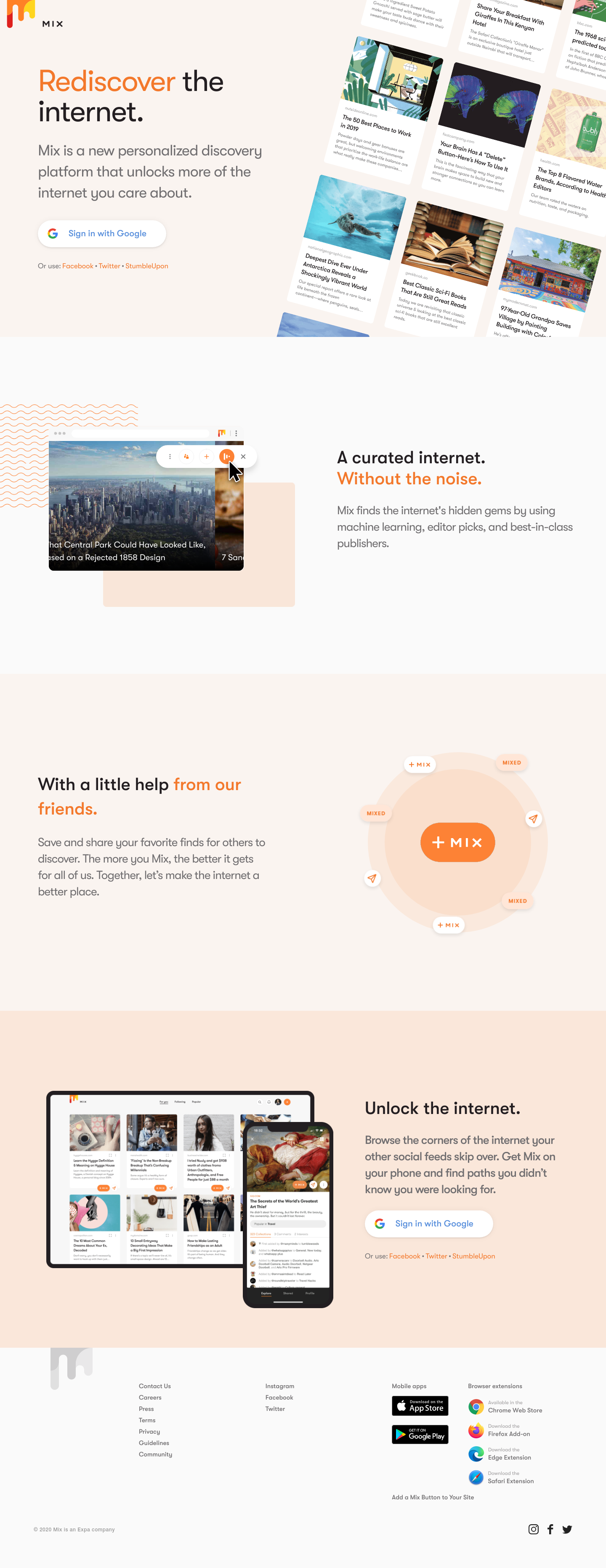 Mix Landing Page screenshot