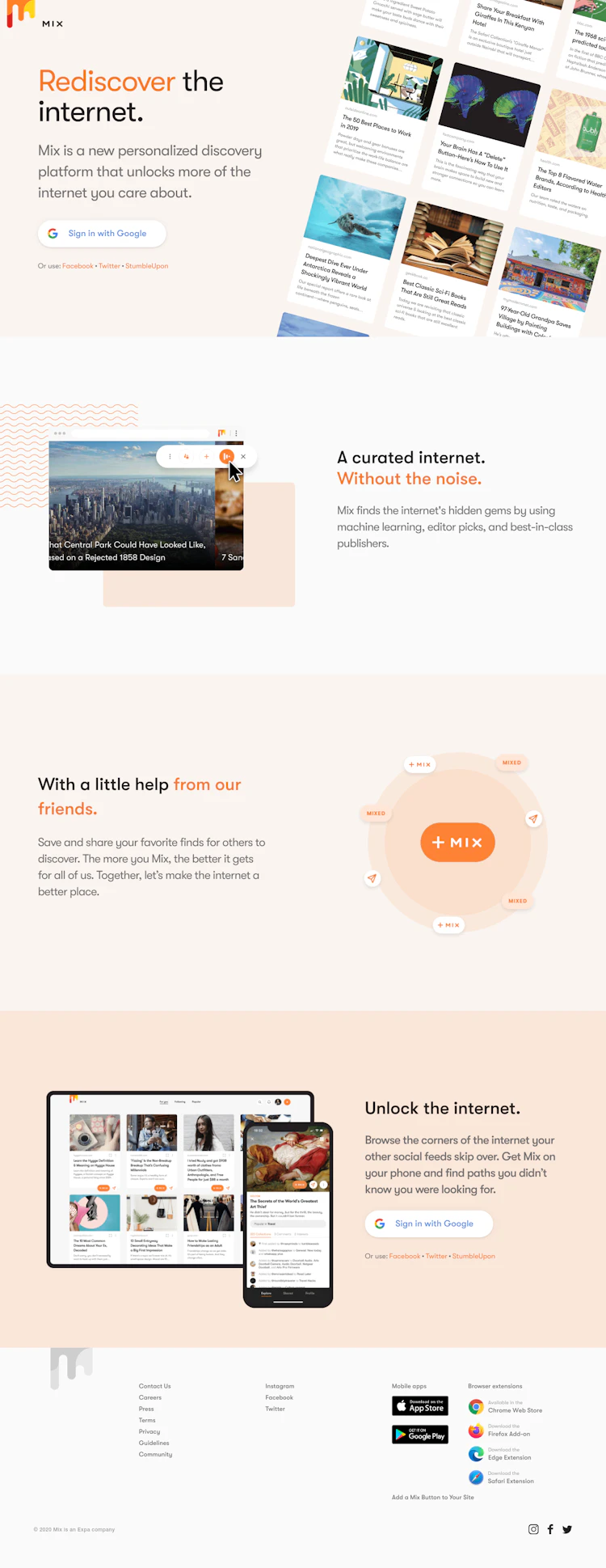 Mix Landing Page screenshot