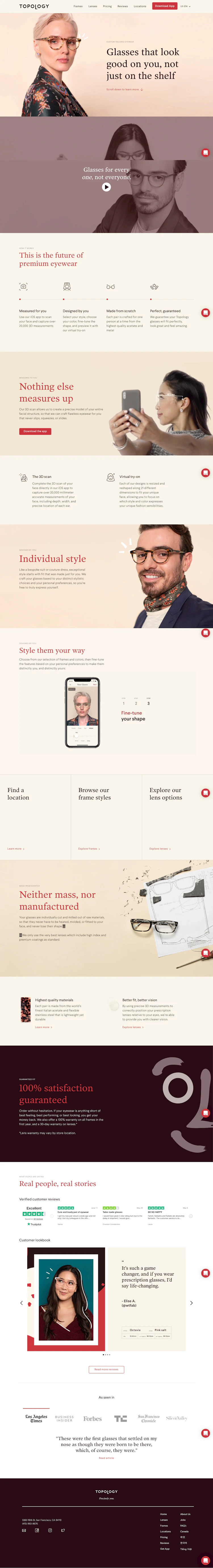 Topologyeyewear Landing Page screenshot