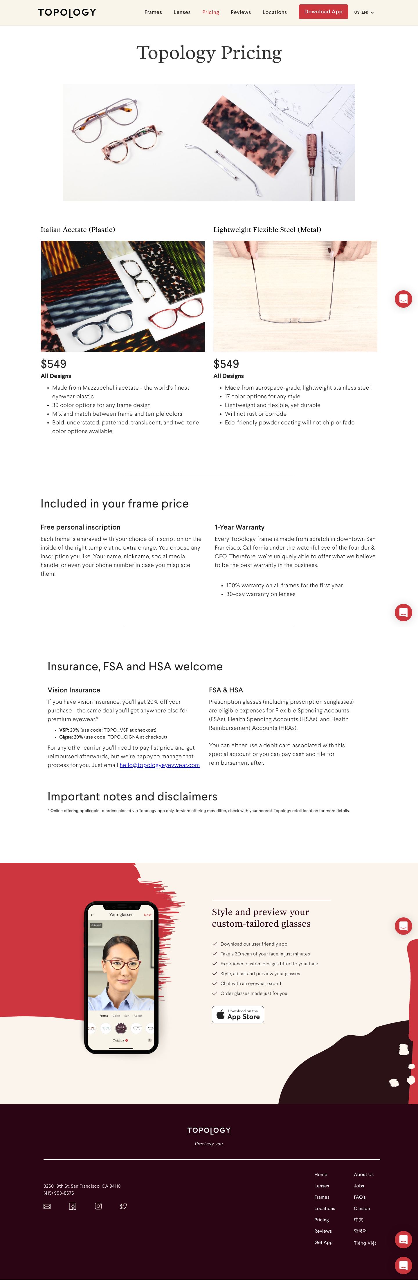Topologyeyewear Pricing screenshot