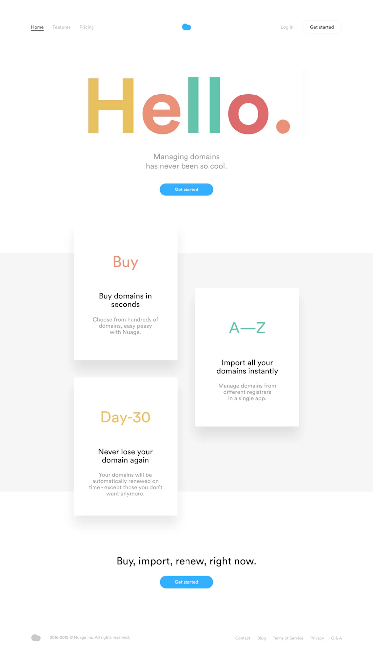 Nuageapp Landing Page screenshot