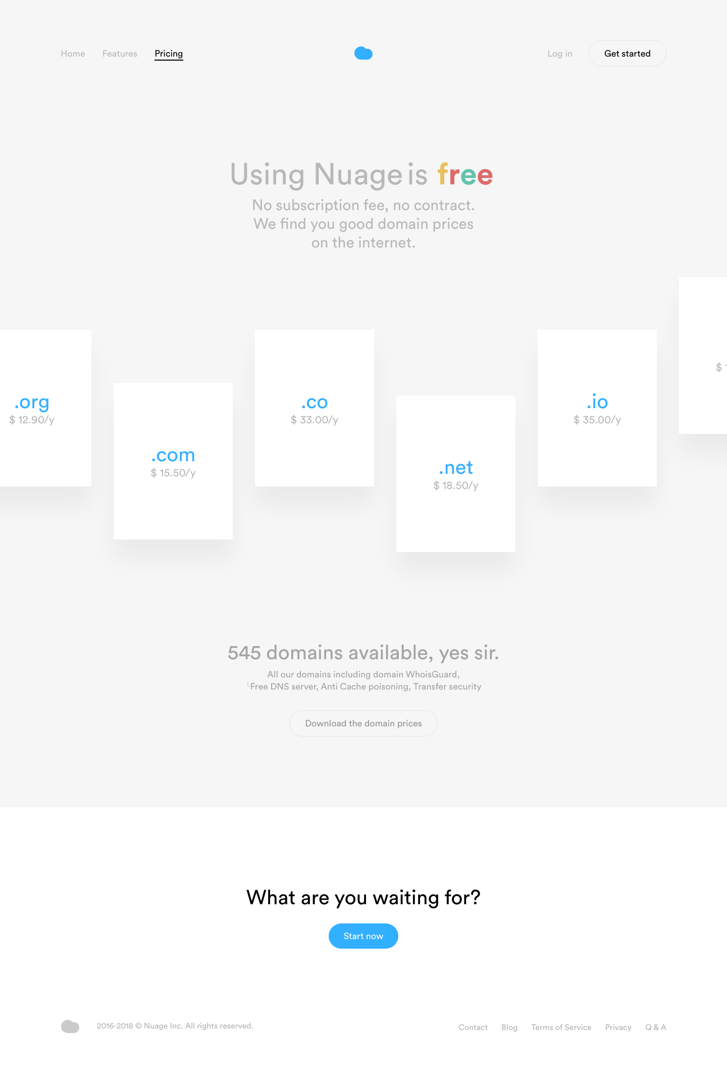 Nuageapp Pricing screenshot