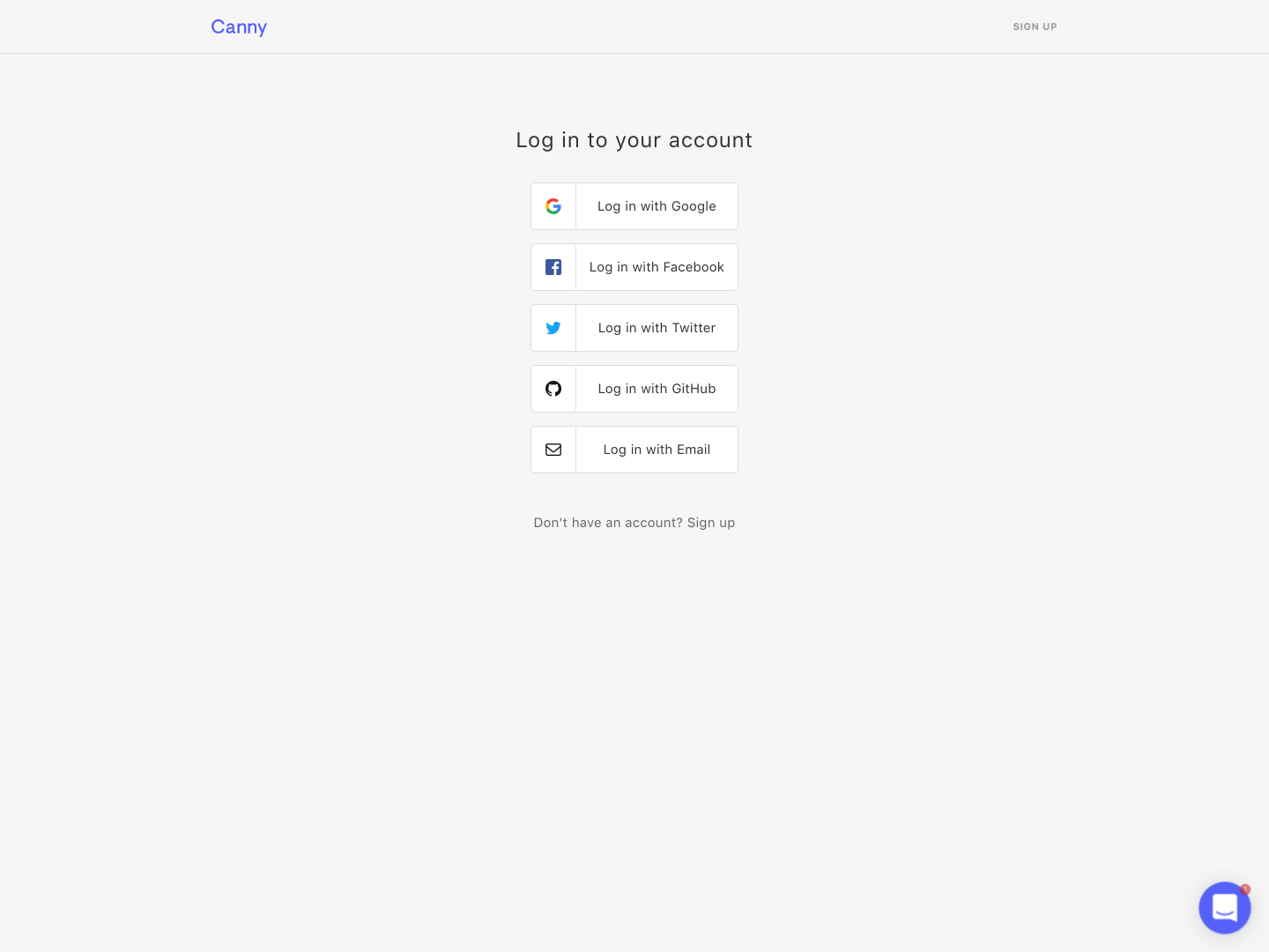 Canny Login screenshot