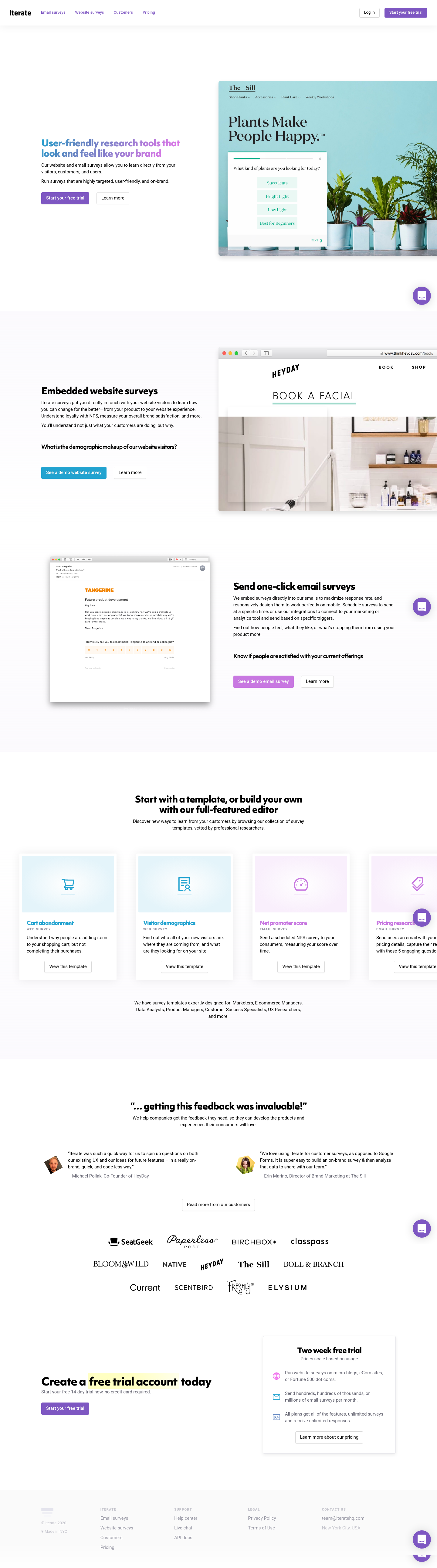 Iterate Landing Page screenshot